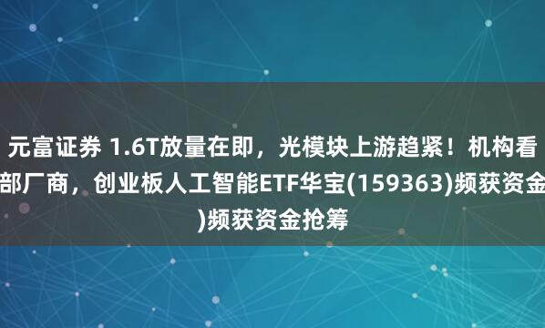 元富证券 1.6T放量在即，光模块上游趋紧！机构看好头部厂商，创业板人工智能ETF华宝(159363)频获资金抢筹